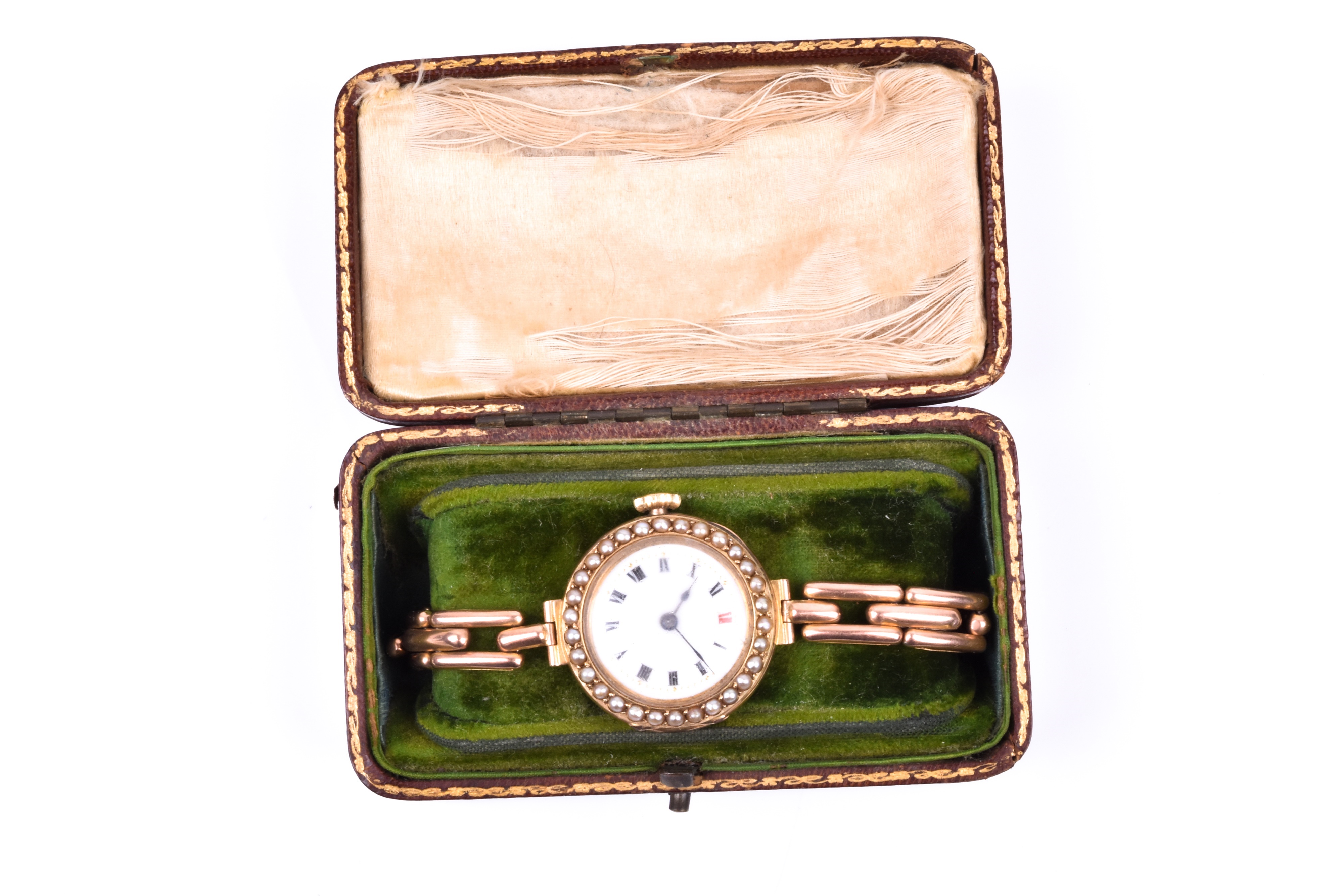Lot 805: An early 20th century yellow metal lady’s wristwatch which belonged to a sister who taught in Uganda until she was expelled by Idi Amin!